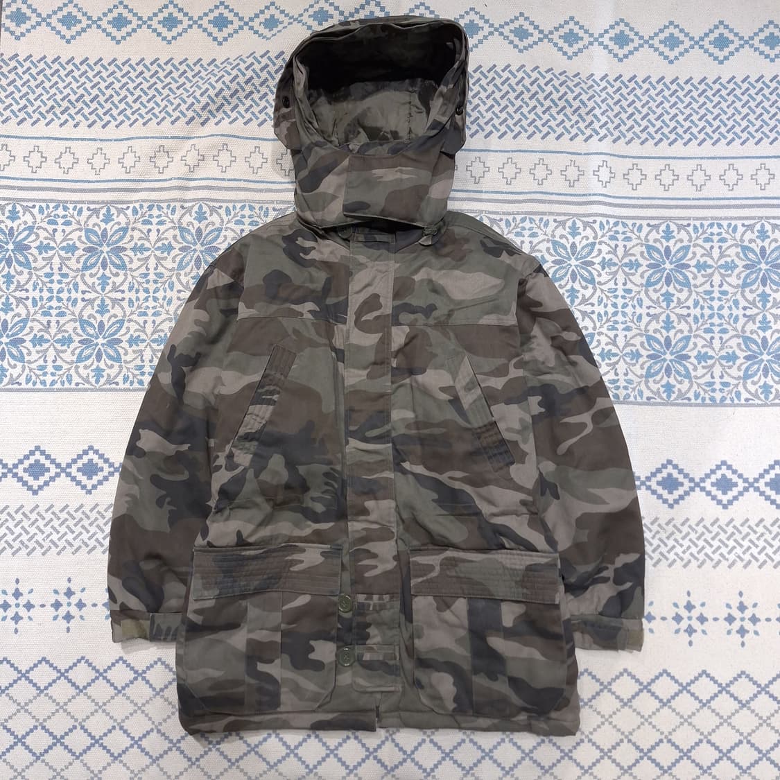 BLUE CAP 카키 밀리터리 우드랜드 카모플라쥬 히든집업 사파리 야상 상품이미지4