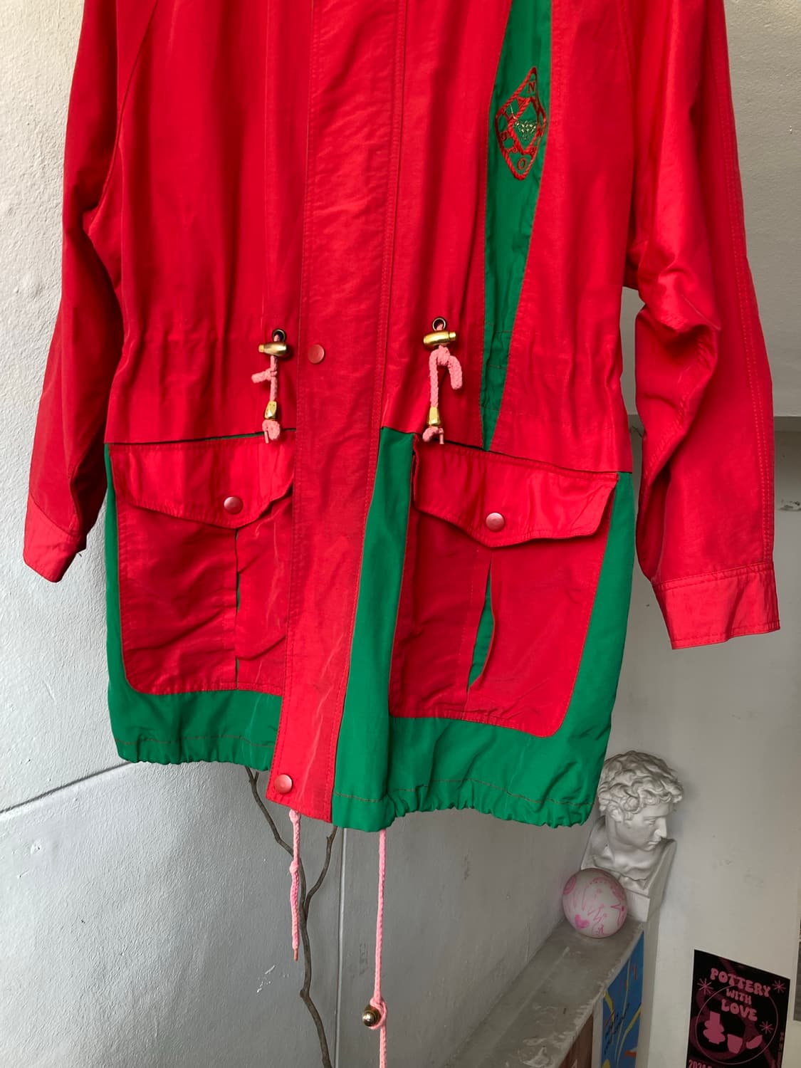 레트로 바람막이 하프 버튼 코트/집업 상품이미지3