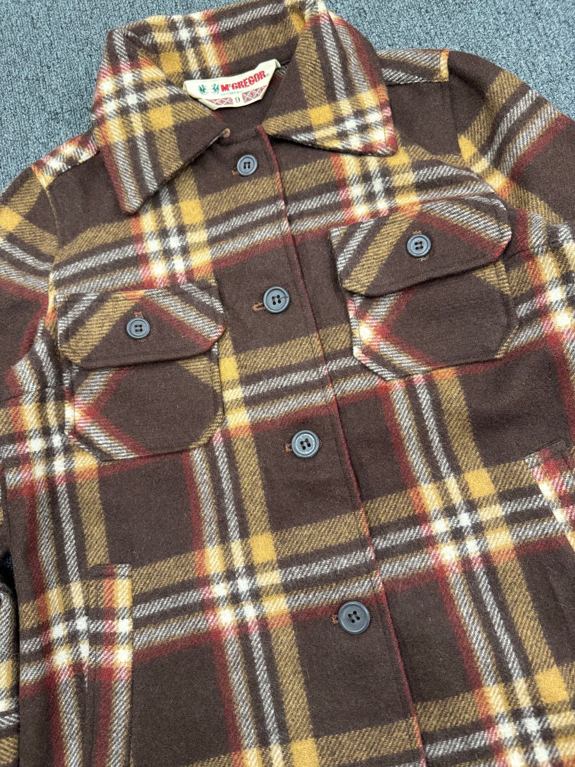 9)맥그리거 빈티지 여성 브라운 체크패턴 울 숏 코트 상품이미지2
