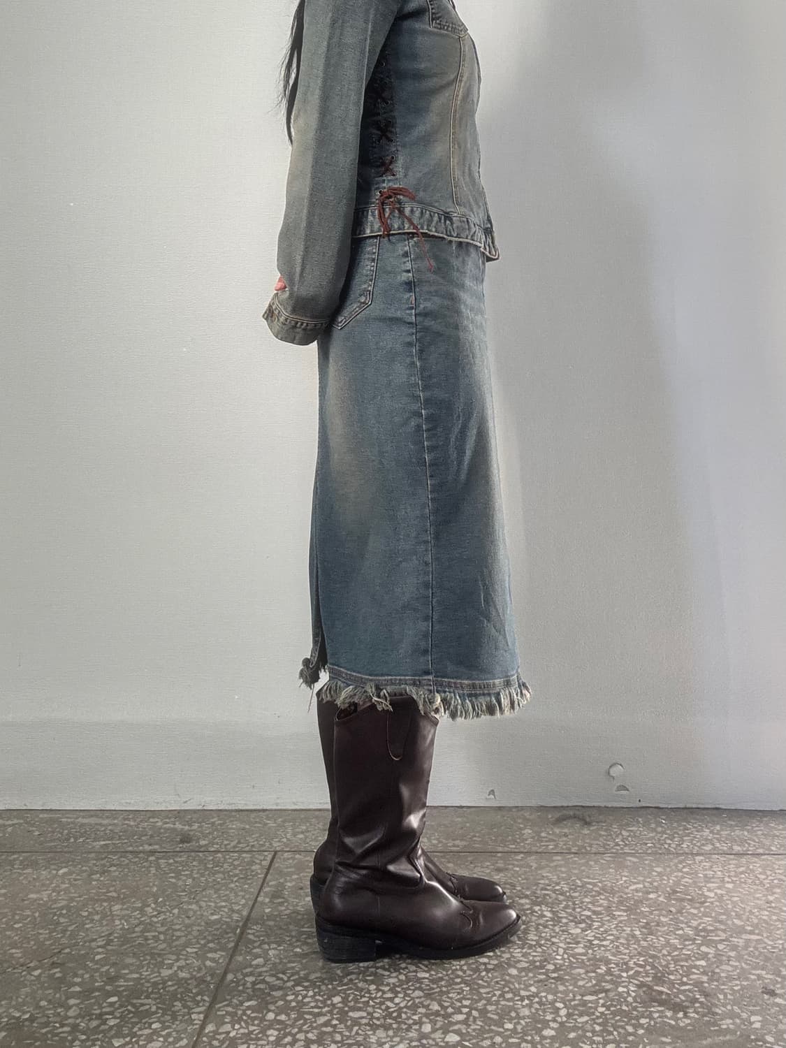 머메이드 데님 롱 스커트 상품이미지3