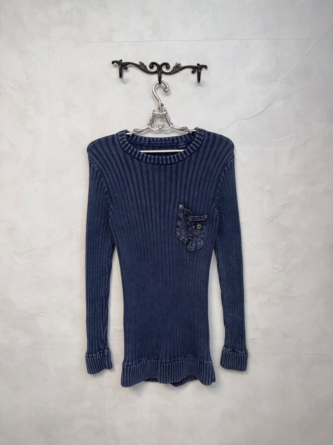 Washing pigment navy y2k pocket knit ops 상품이미지3