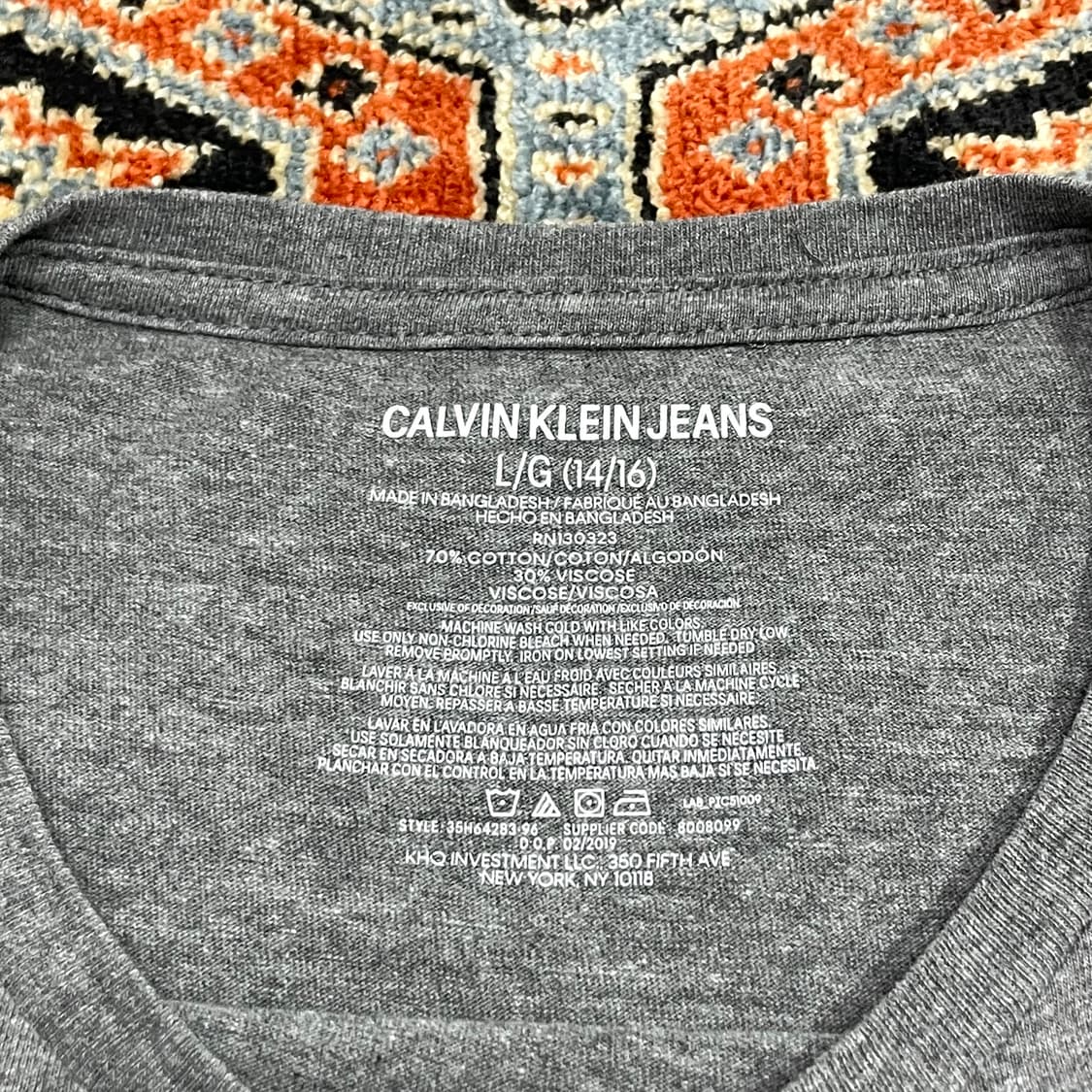 캘빈클라인 로고 프린팅 차콜 긴팔티셔츠 여성L 상품이미지4