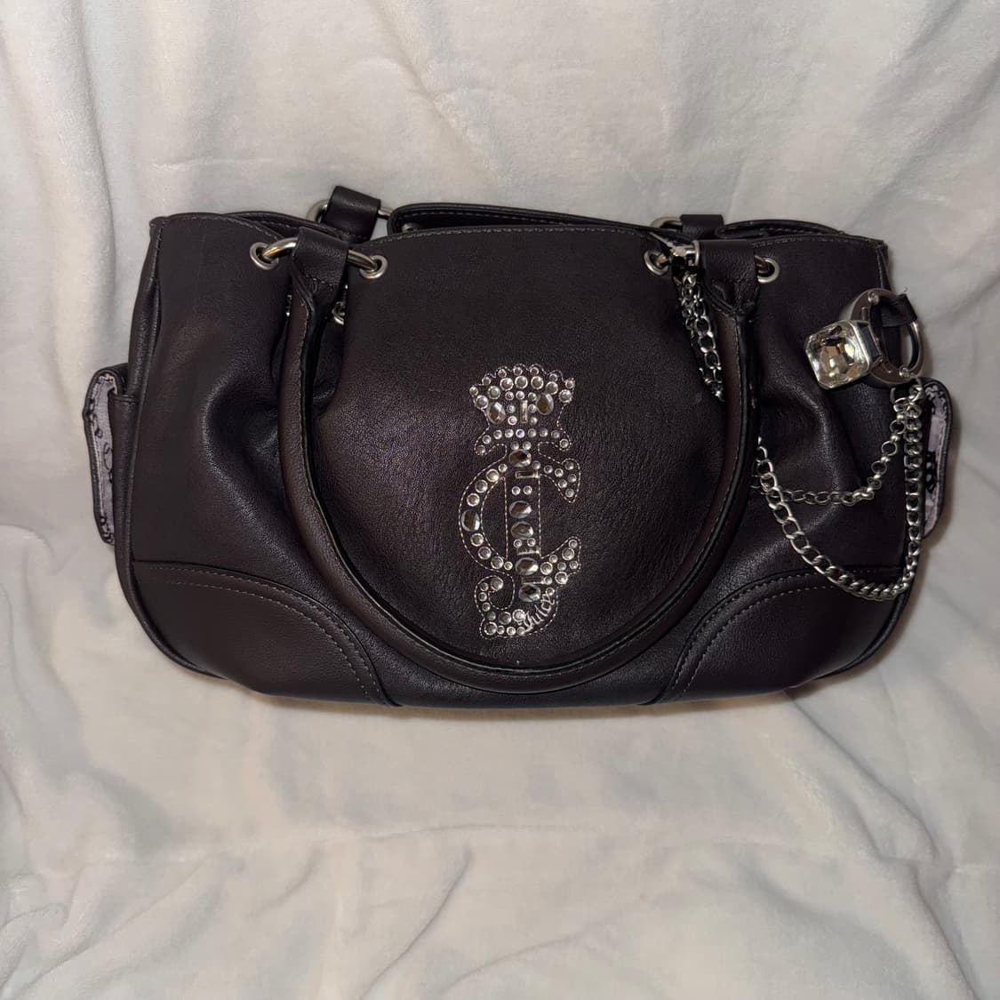 쥬시꾸뛰르 대대장 블랙 가죽숄더백 갸루 반지 챰 상품이미지1