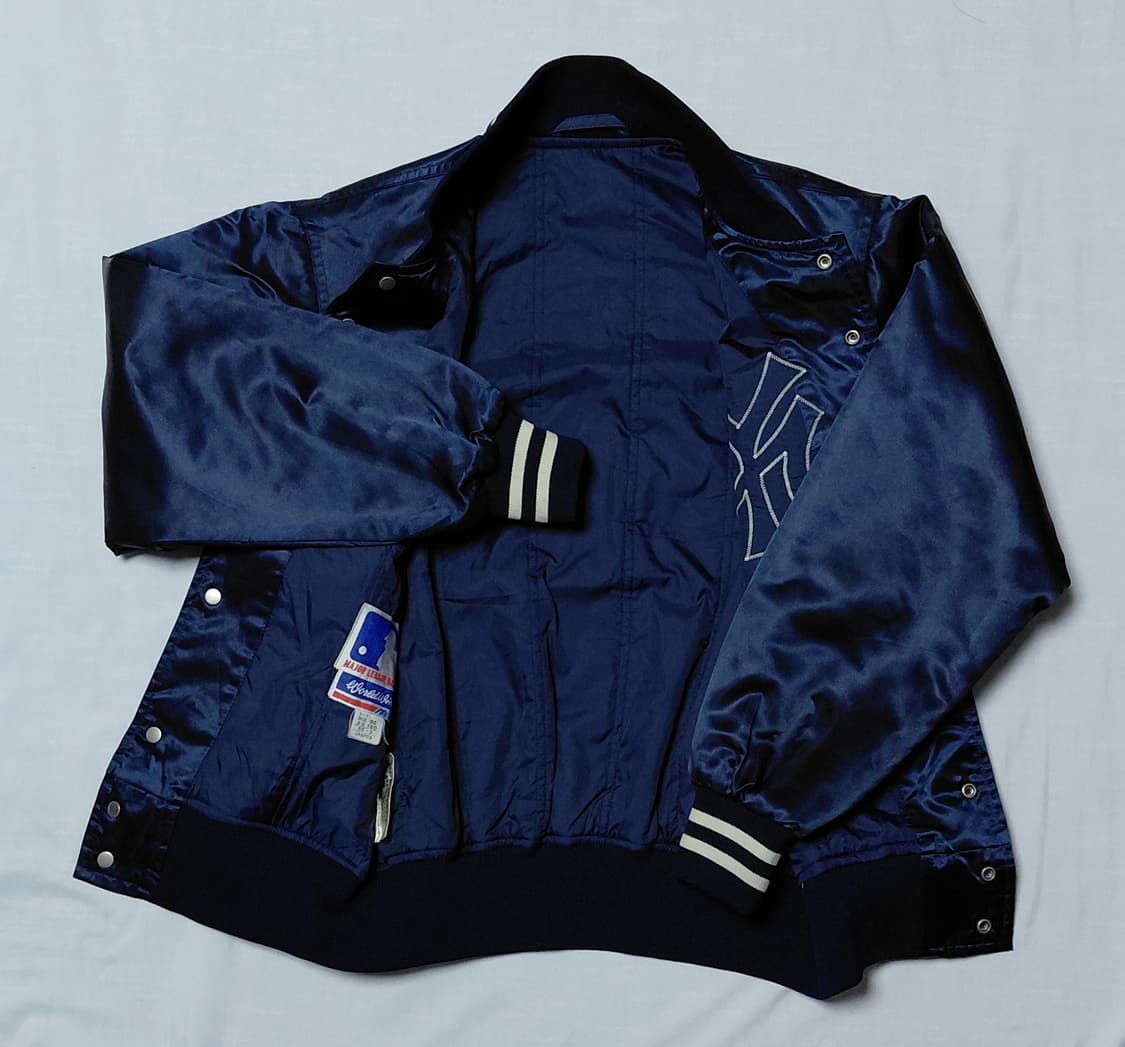 90s 미즈노 x MLB 뉴욕 양키스 사틴 스타디움 자켓 (160/S~M 상품이미지5