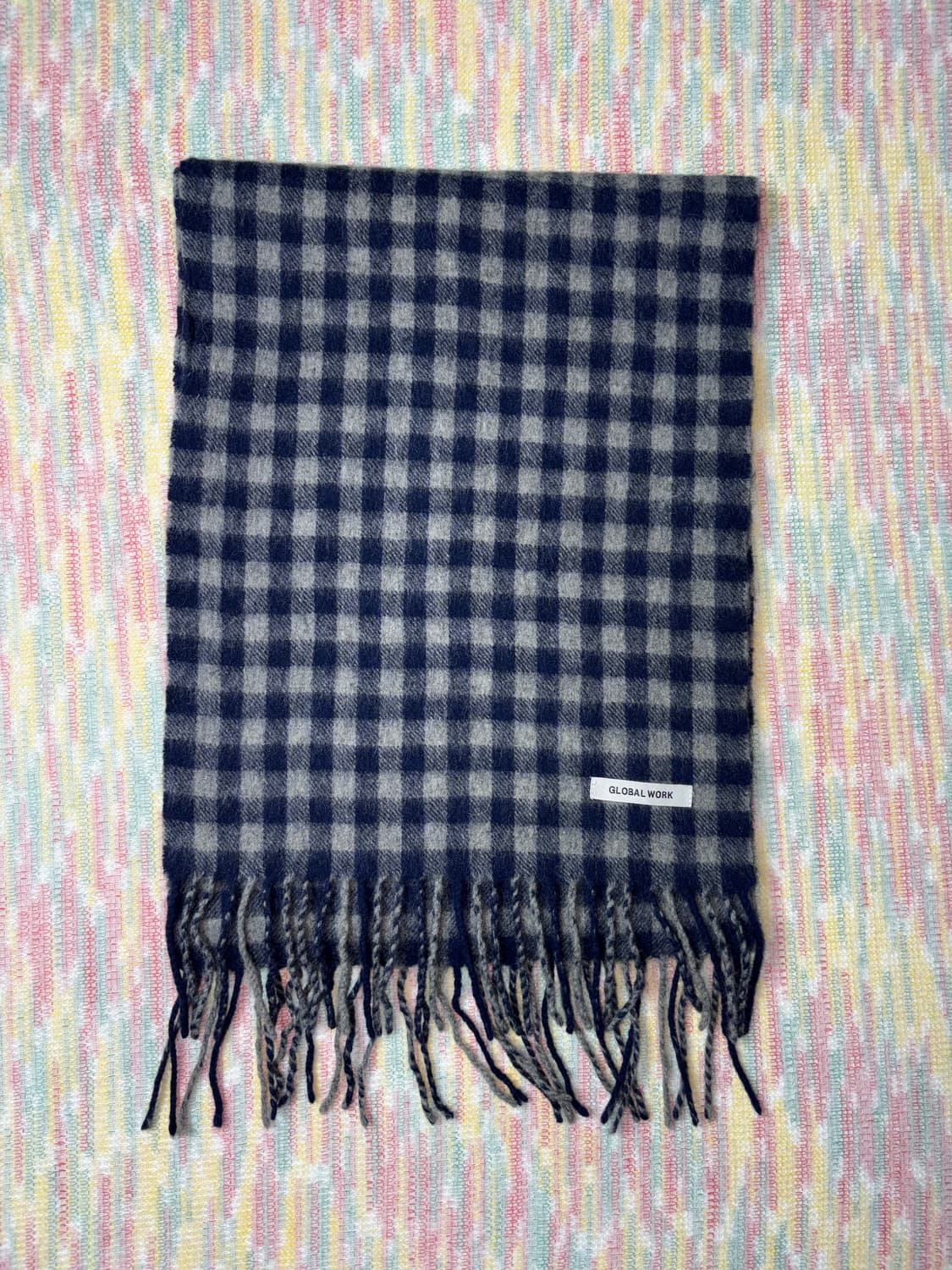 네이비 체크 머플러 상품이미지2