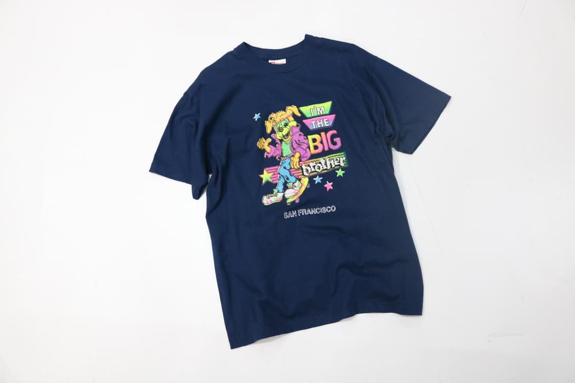 헤인즈 90s 빈티지 샌프란시스코 캐릭터 네이비 반팔티셔츠 (XL) 상품이미지2