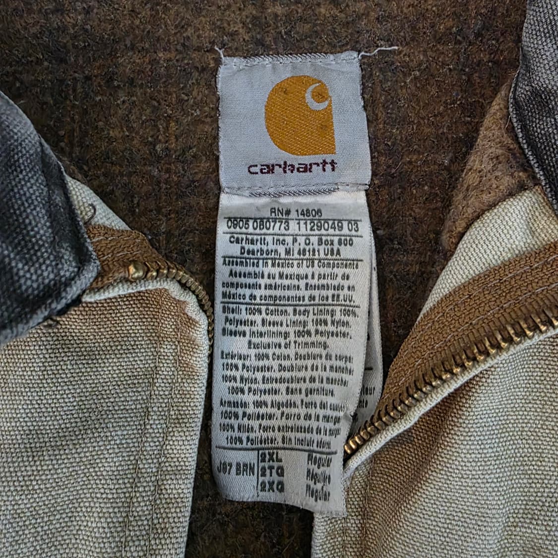 [2XL] 00s 빈티지 칼하트 J97 BRN 트래쉬드 디트로이트 자켓 상품이미지9