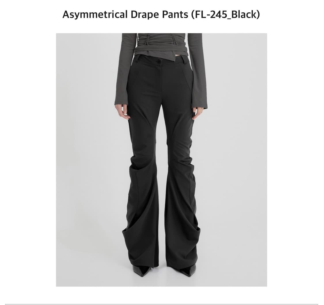플레어업 Asymmetrical Drape Pants 팬츠 블랙 상품이미지1