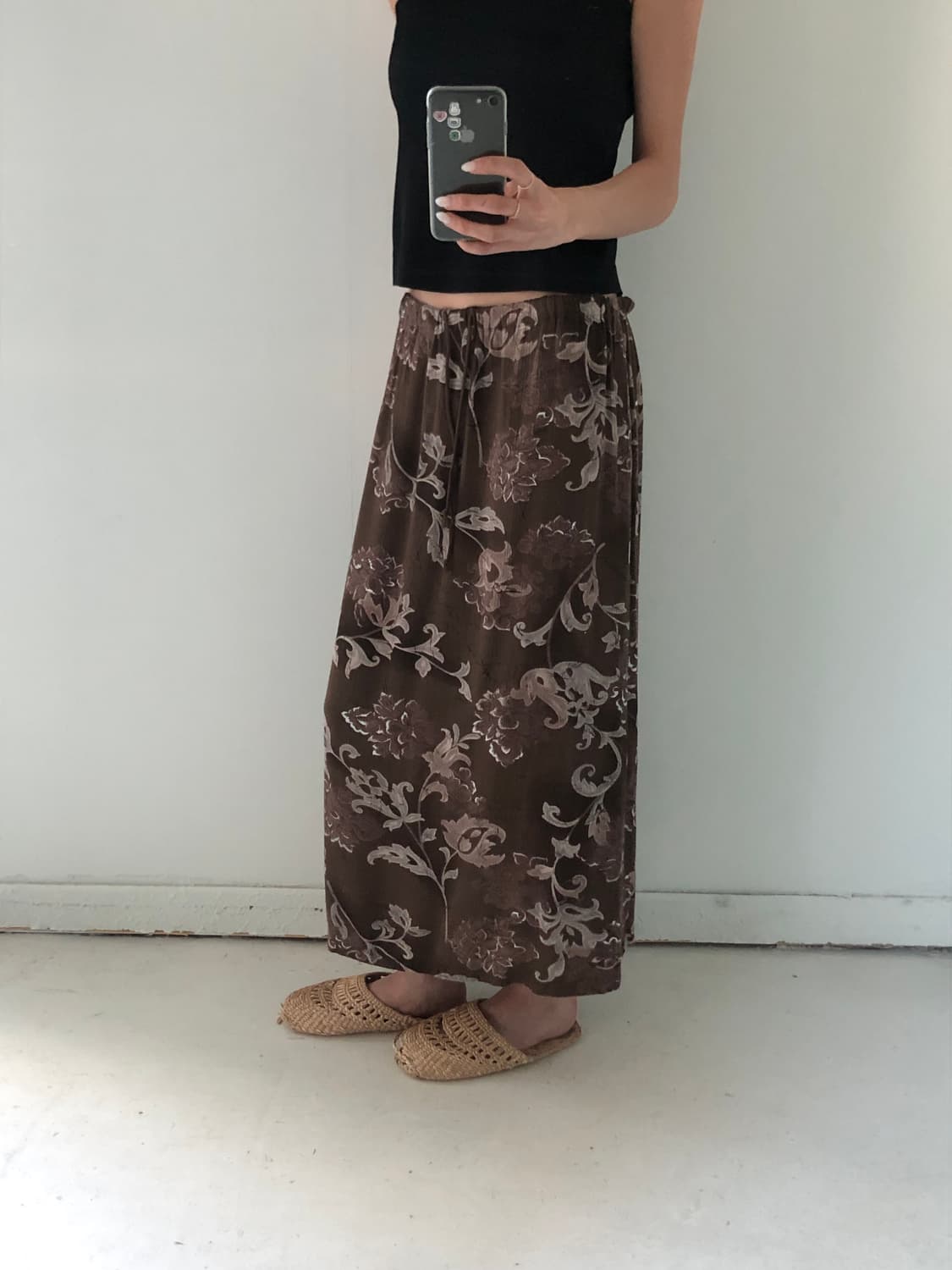 일본빈티지 플라워패턴 롱스커트 상품이미지2