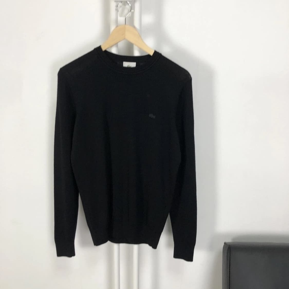 라코스테 정품 메리노울 머슬핏 봄가을 니트 블랙 상품이미지3