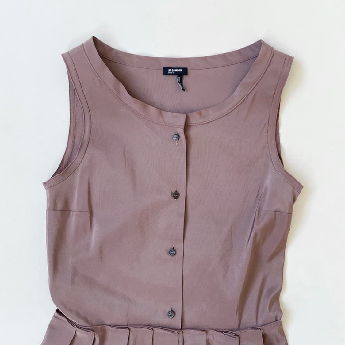 질샌더 네이비 플리츠 실크 블렌디드 미드 드레스 원피스 상품이미지6