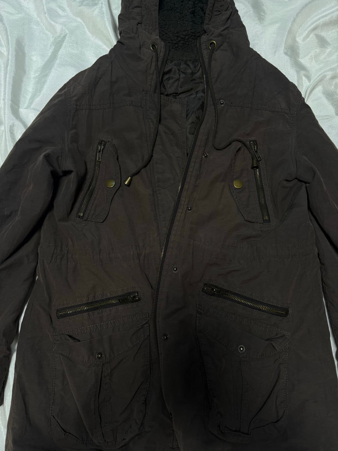 O0s Mode Dark Brown Hooded Jacket 상품이미지5