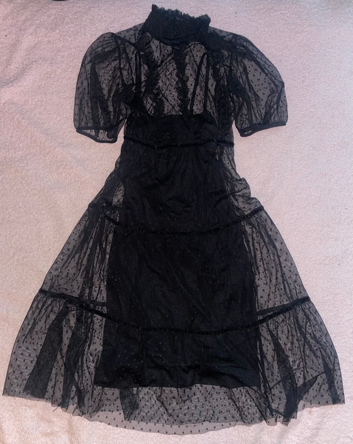 블랙 도트시스루 원피스 상품이미지2