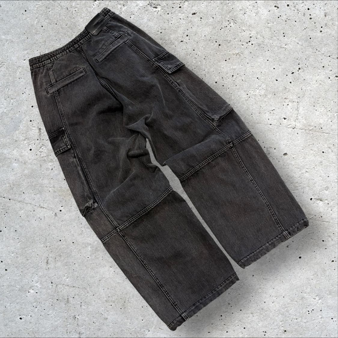 [76] 24FW 솔리드옴므 와이드 블랙 데님 카고 바지 팬츠 D329 상품이미지2