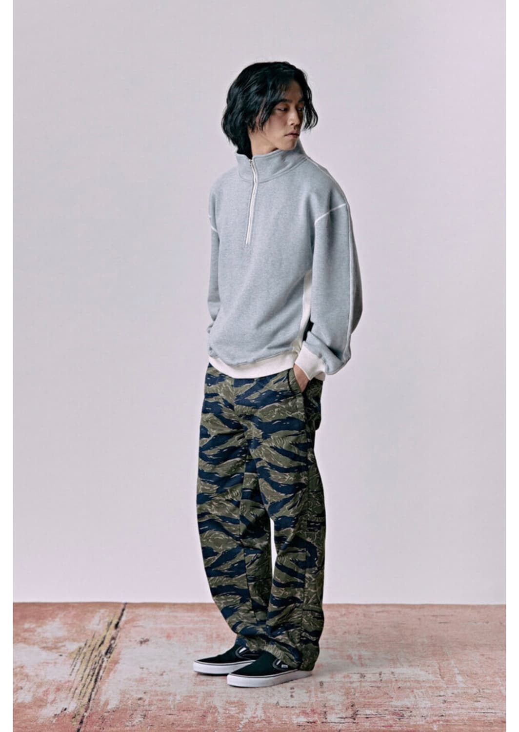 [RAMORIN]라모랭 하프집업 스웻셔츠_멜란지 그레이 투톤(XL) 상품이미지7