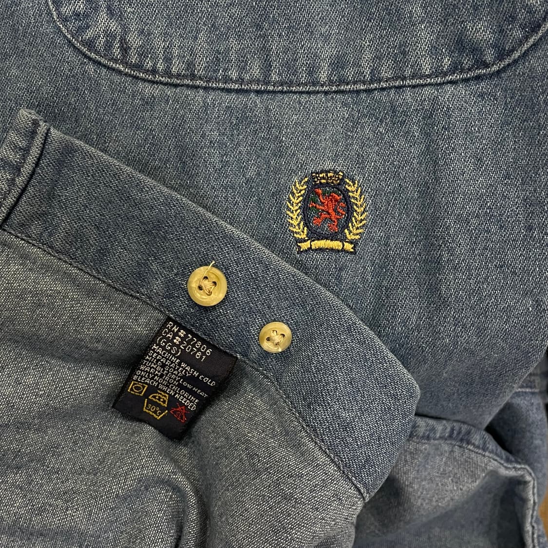 (M) 90s Tommy 올드 타미힐피거 데님 셔츠 상품이미지6