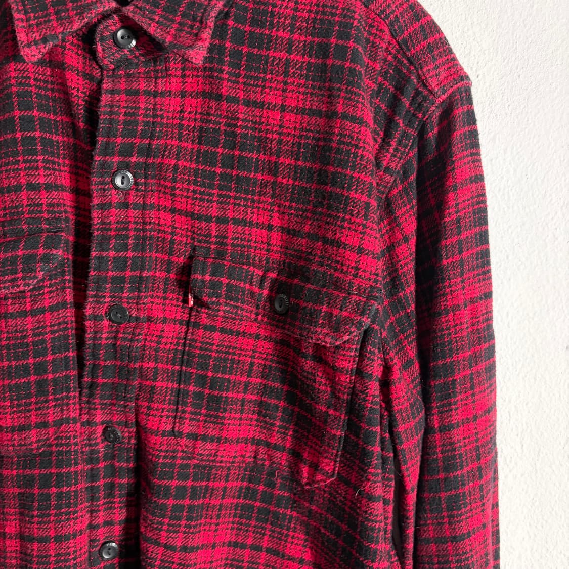 리바이스 체크 패턴 플란넬셔츠 레드(M) 상품이미지5