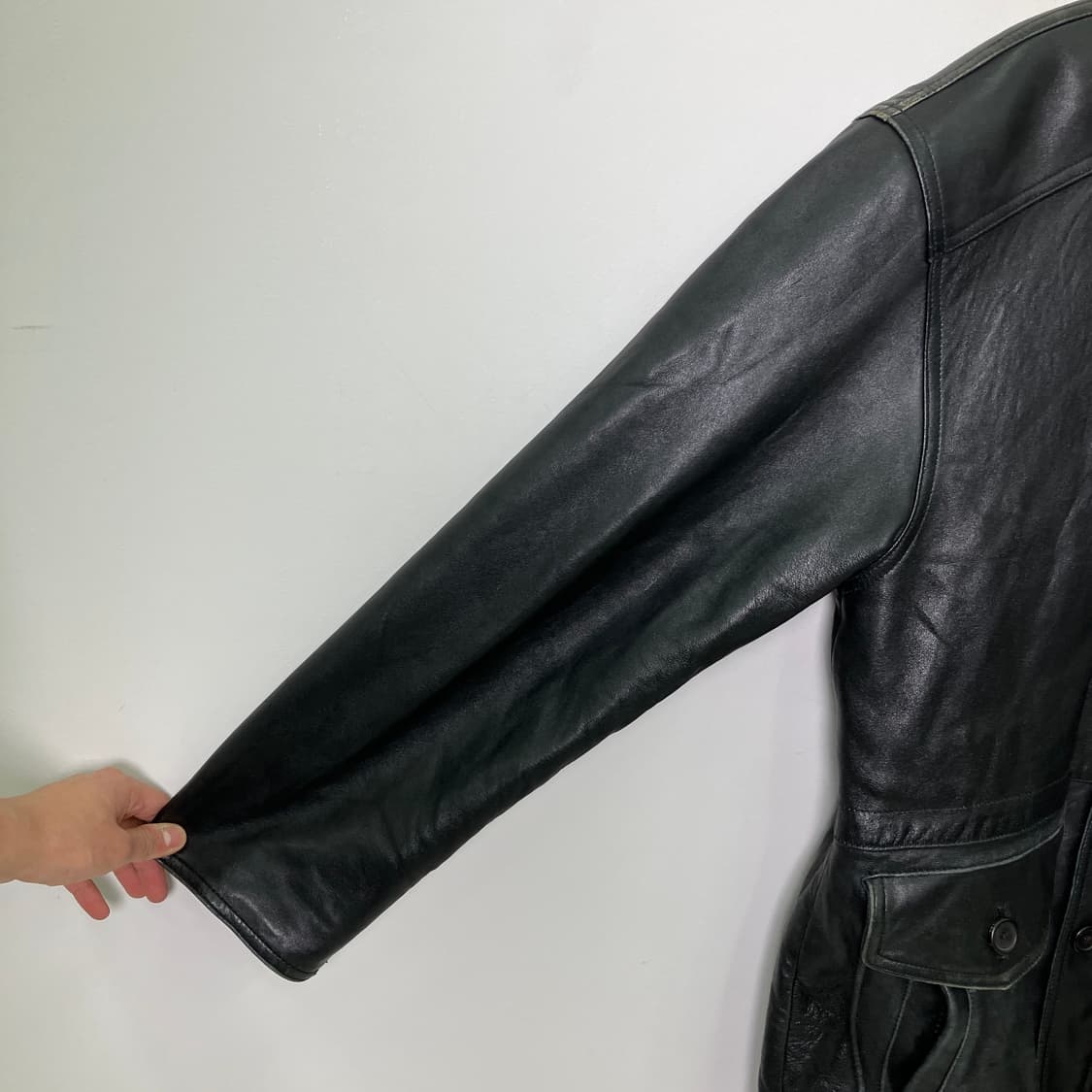 VTG 빈티지 블랙 양가죽 코트 M 상품이미지5