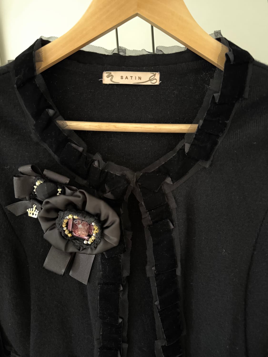 (드라이 완료) satin 샤틴 트위드자켓 가디건 (블랙) 상품이미지4