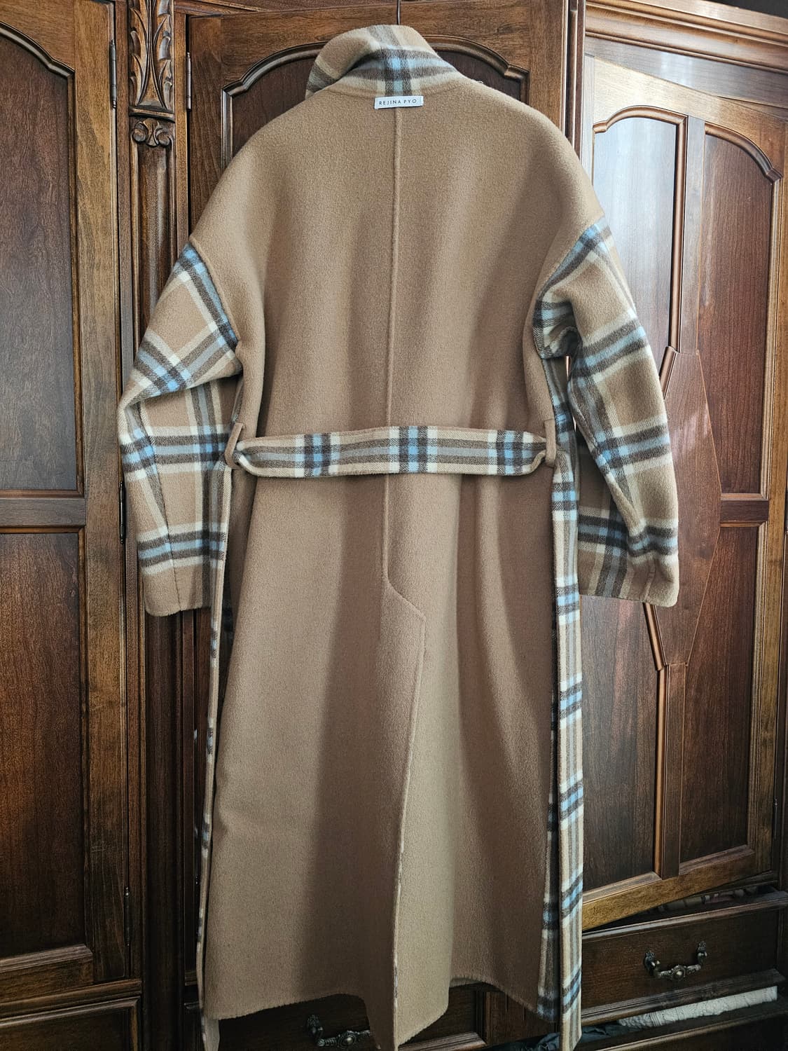 정품) 레지나표 울 코트 체크 리버서블 상품이미지2