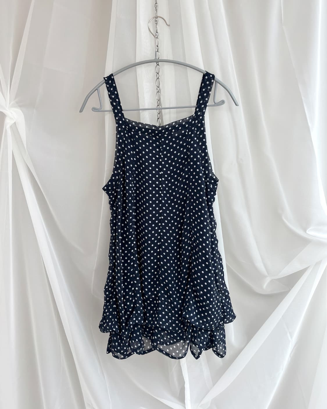 navy polka dot folding sleeveless 상품이미지2