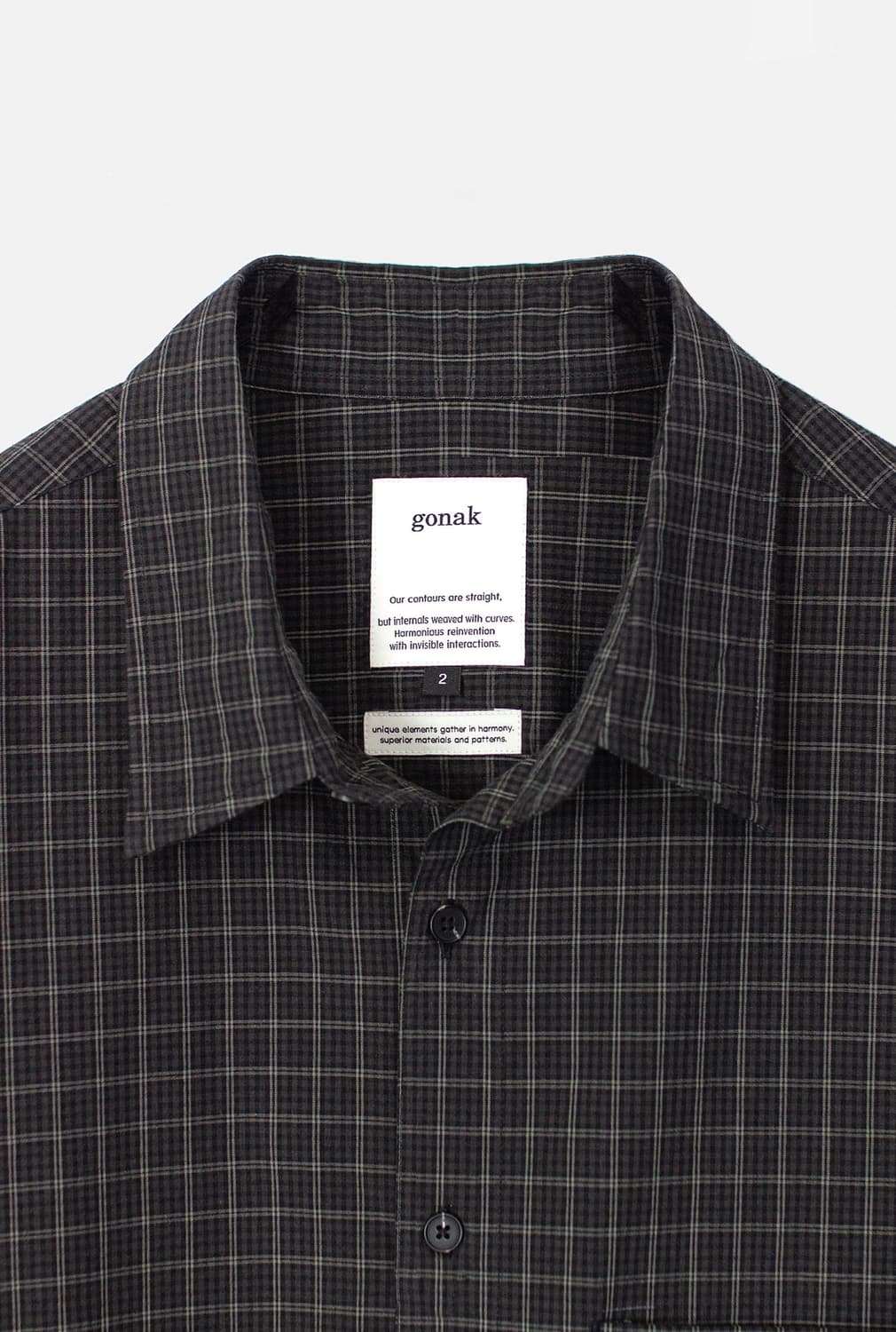 고낙 gonak 오가닉 체크 셔츠 Black Moss (S) 상품이미지1