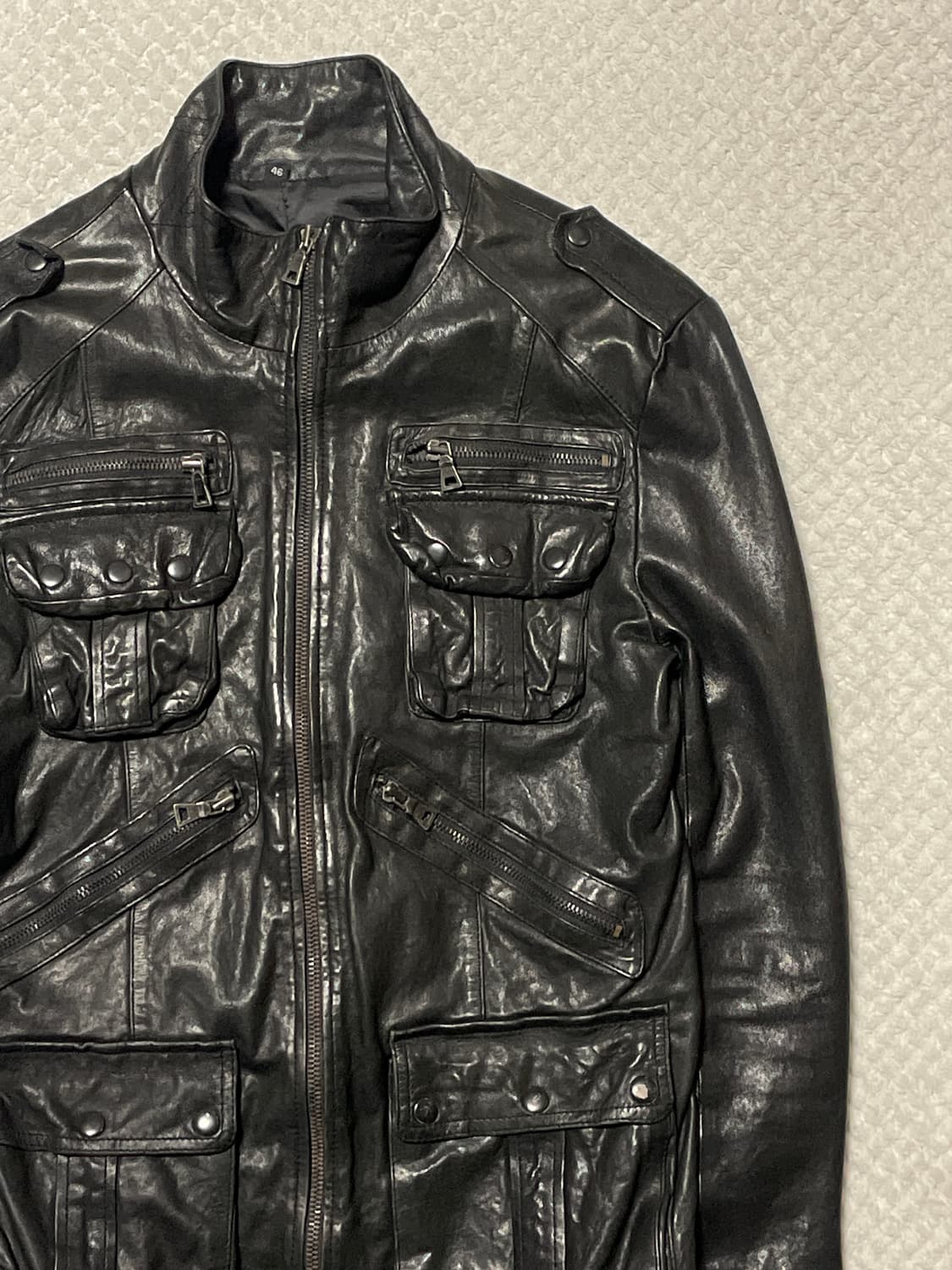 [46] 광희시장 웨스턴 무드 램스킨 양가죽 포켓 레더 자켓 상품이미지3