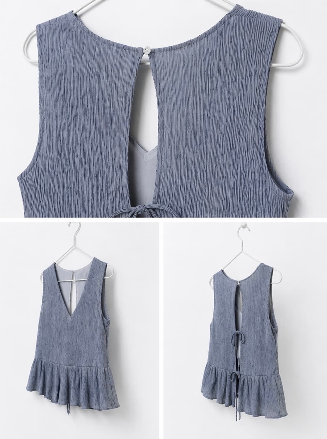 클럽모나코 플리츠 레이어드 트임 리본 나시탑 슬리브리스 상품이미지2