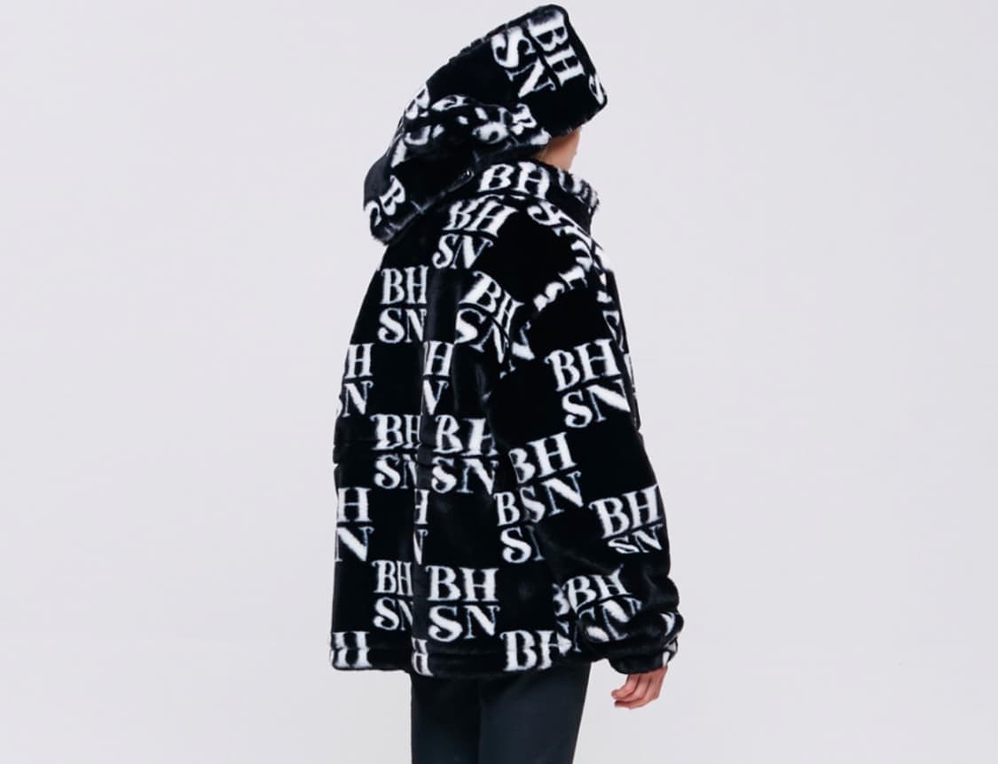 어피스오브케이크 블랙 화이트 퍼자켓 상품이미지1