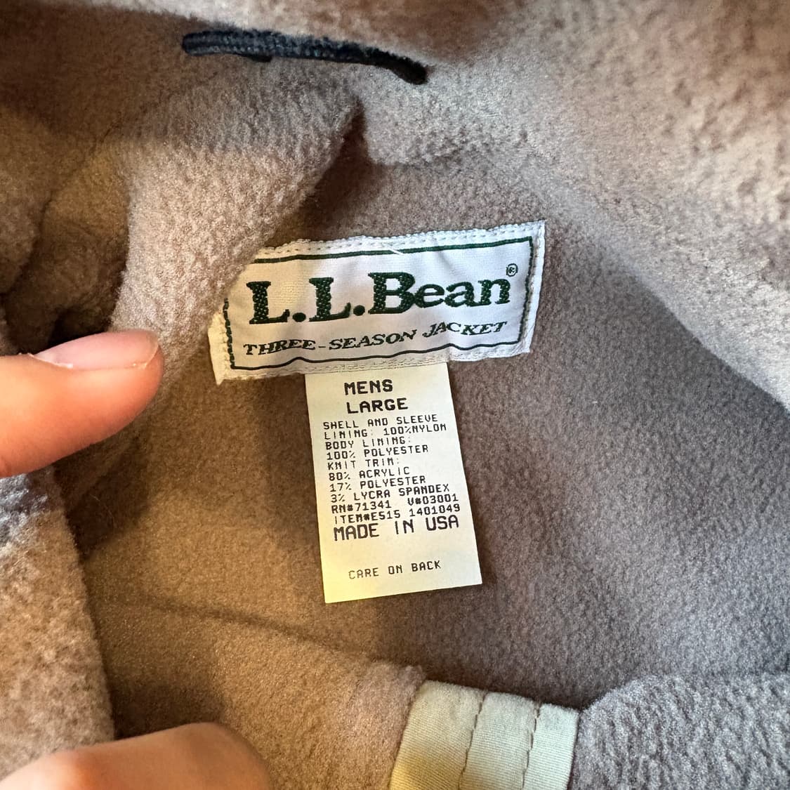 90s L.L.bean 90년대 미국 생산 엘엘빈 쓰리 시즌 베이지 웜업 상품이미지5