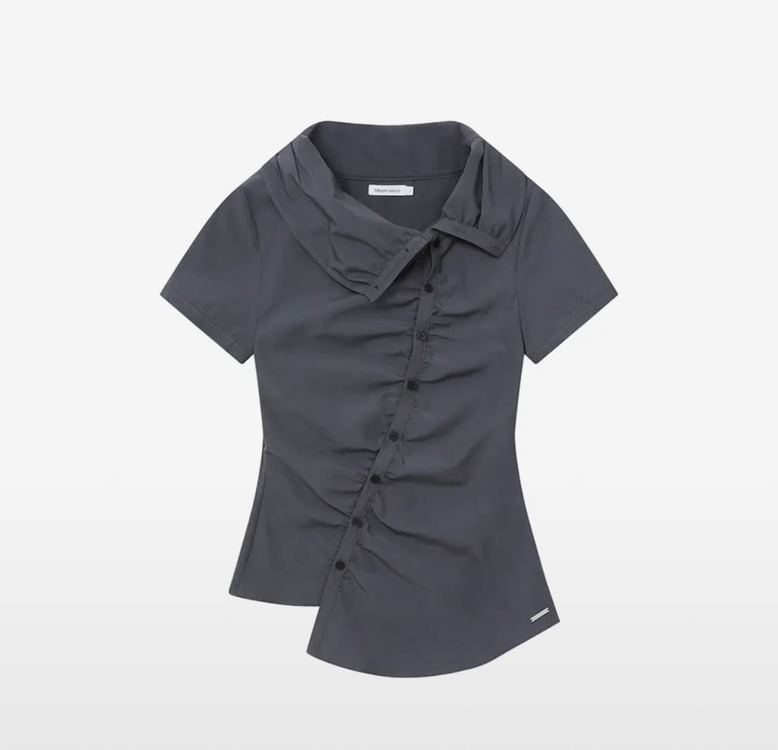 미세키서울 하이넥셔링버튼셔츠(차콜) High neck shirring  상품이미지1