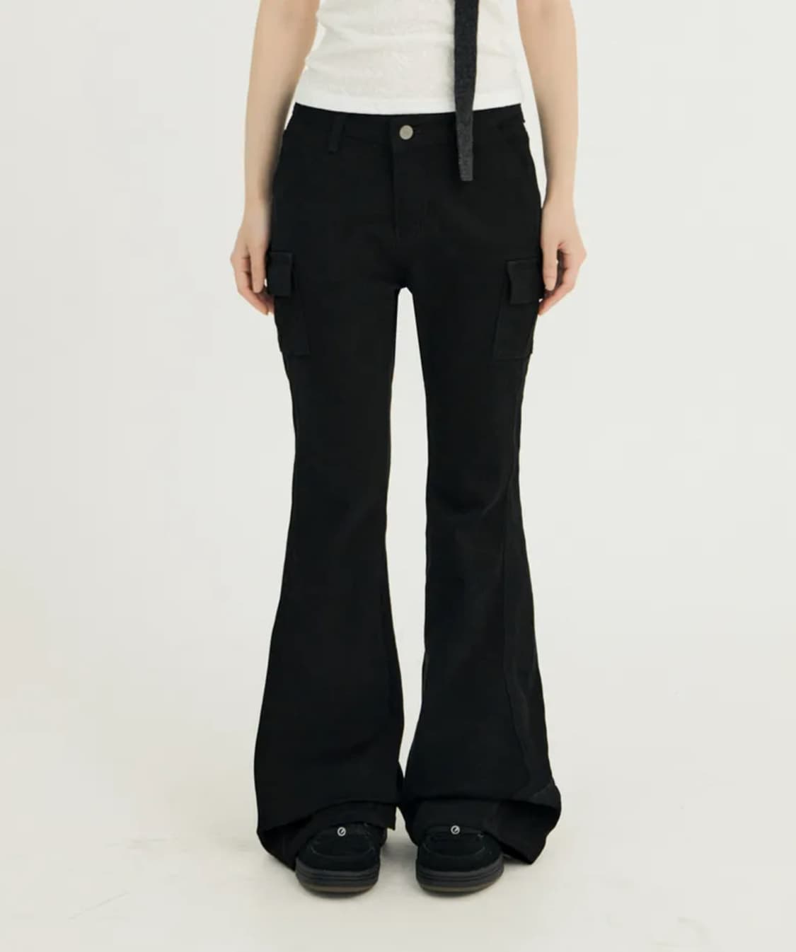 미레코 button low boots-cut pt black 상품이미지1