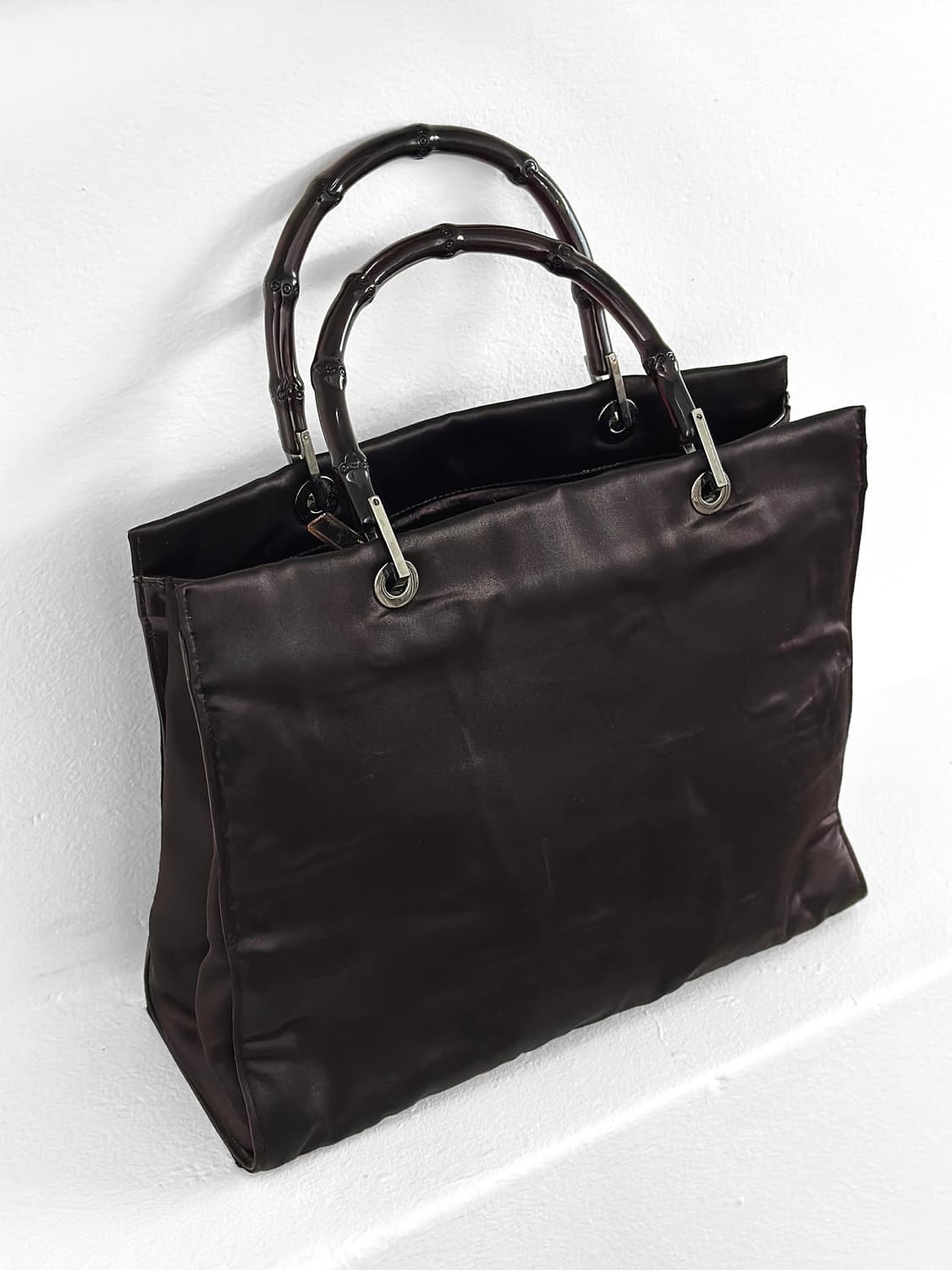 90~00s 구찌 톰 포드 뱀부 사틴 토트백 상품이미지4