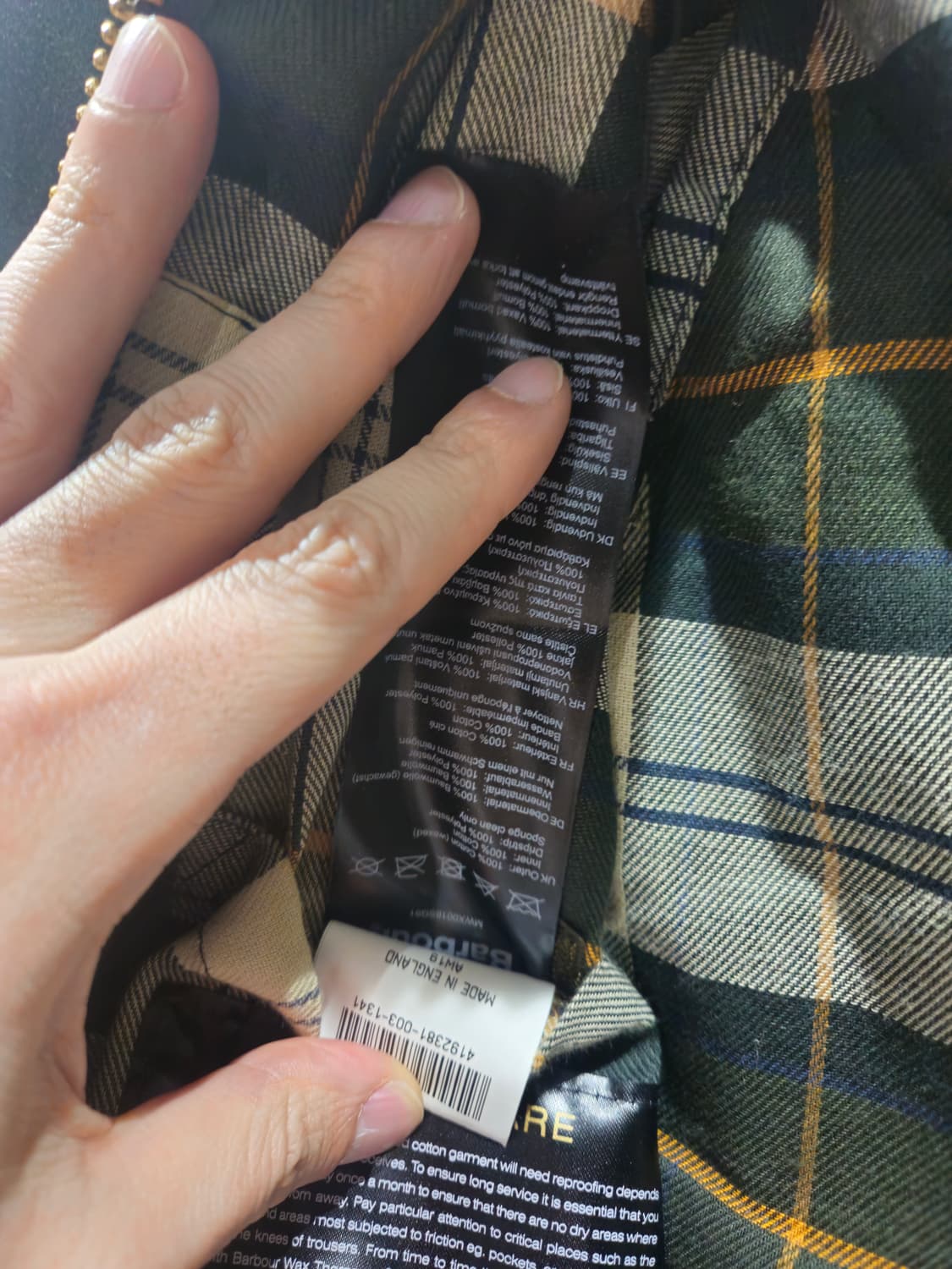 바버 비데일 왁스자켓 36 사이즈  상품이미지2