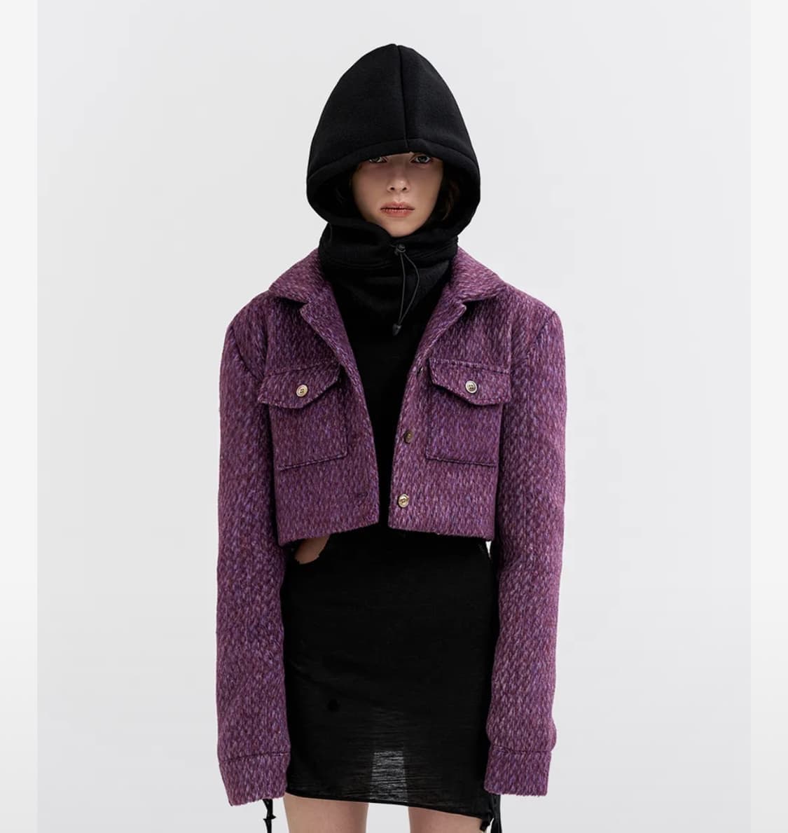 엘이이와이 크롭 울 자켓 블랙 상품이미지4