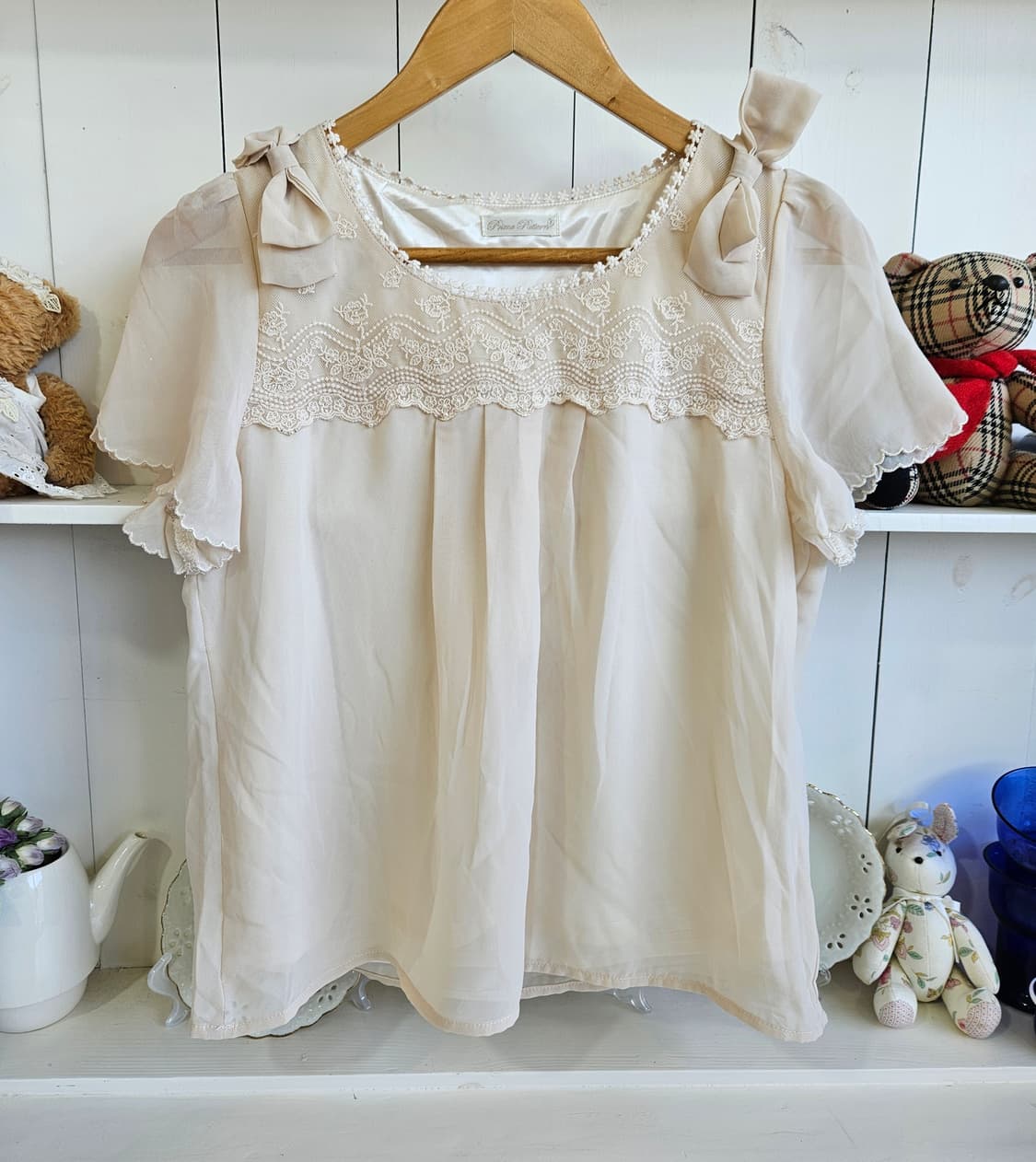 레이스 리본 블라우스 상품이미지1