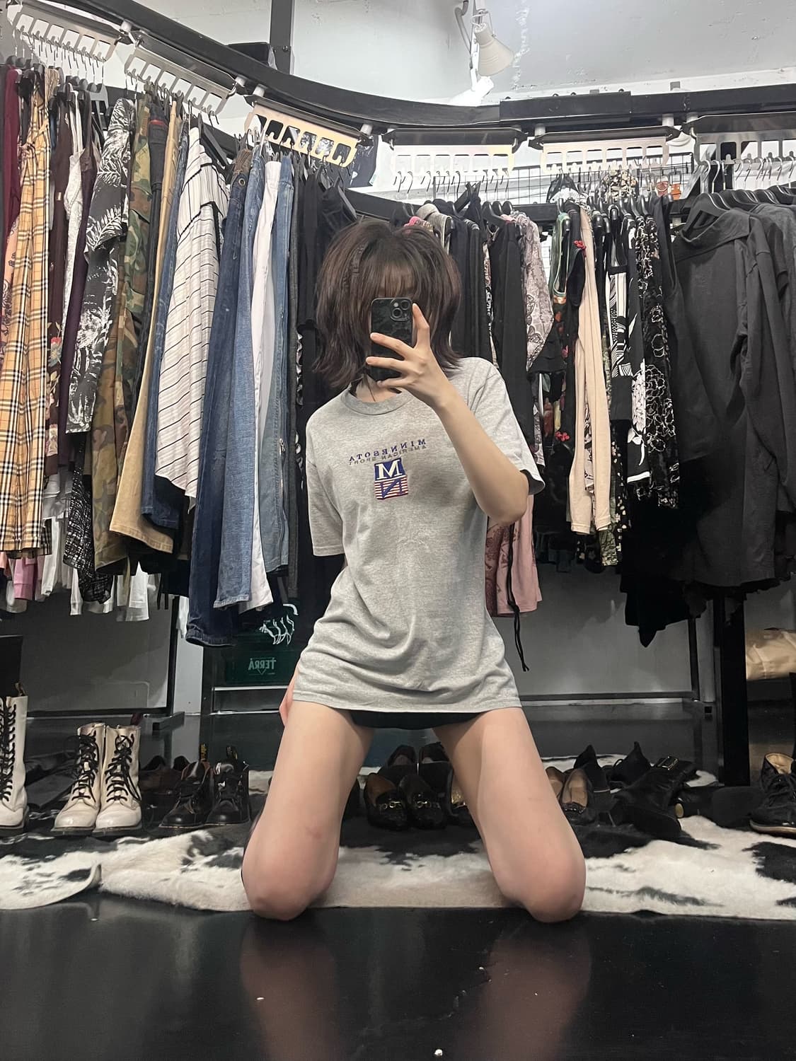 그레이 프린팅 반팔 상품이미지1