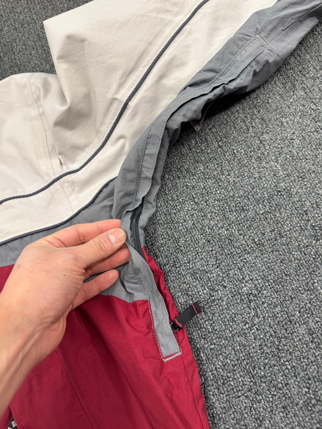 L)콜롬비아 빈티지 올드스쿨 그레이/버건디 배색 바람막이(수선) 상품이미지6