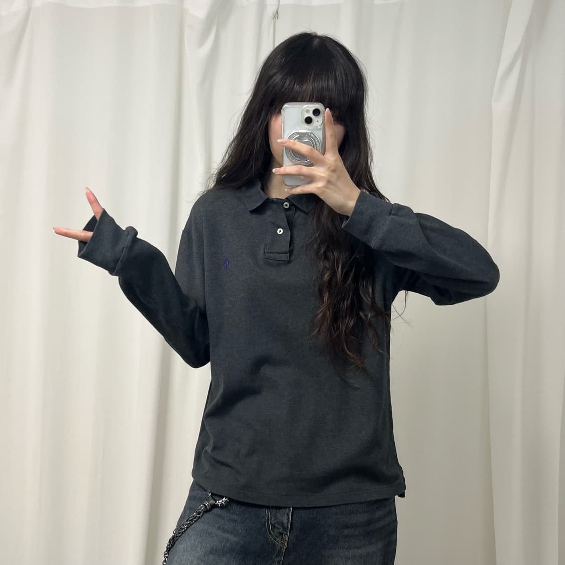 Polo charcoal collar shirt   상품이미지1