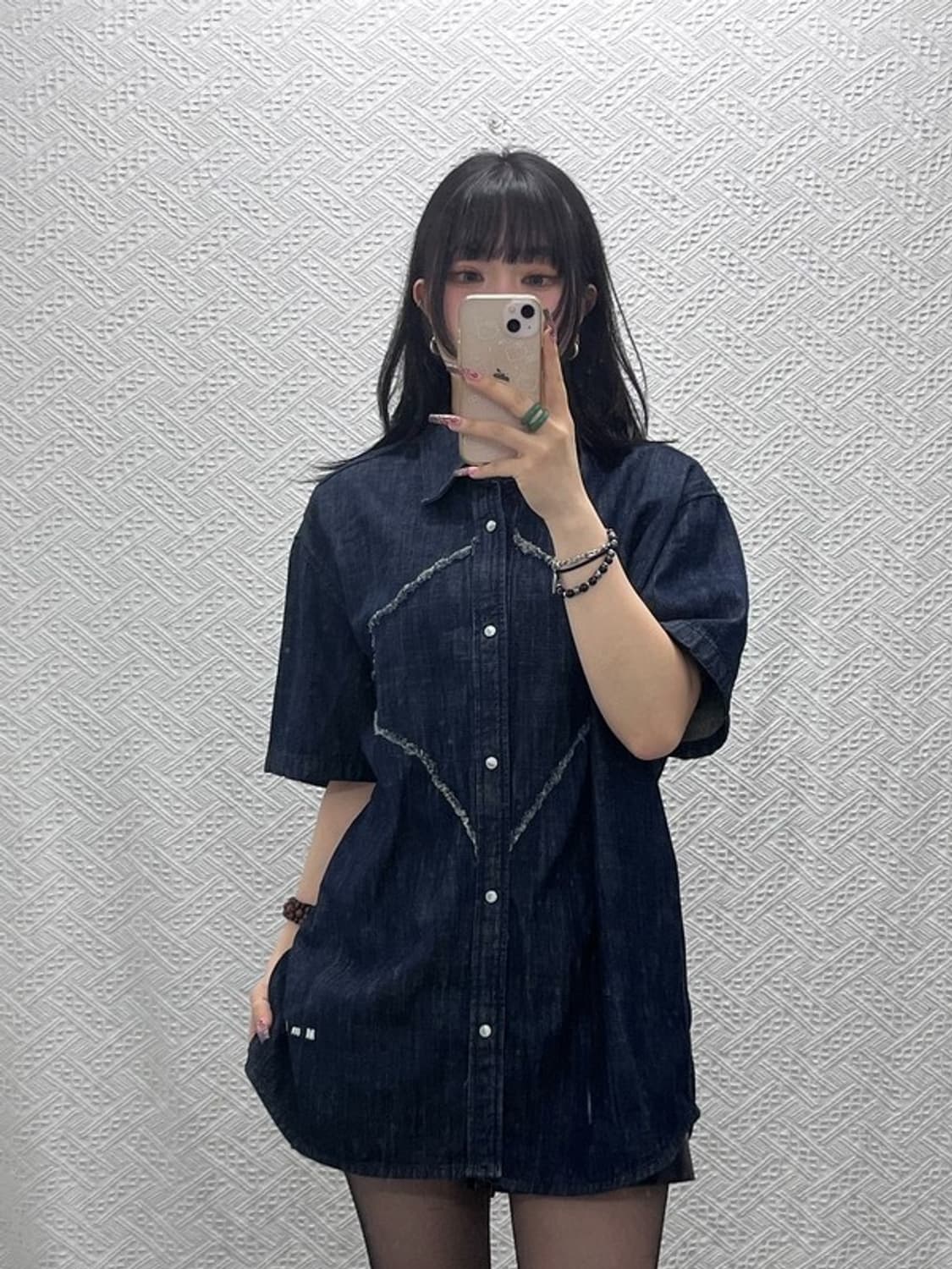 MMLG 빈티지 캐주얼 스트릿 키치 데님 셔츠 M C11796 상품이미지1