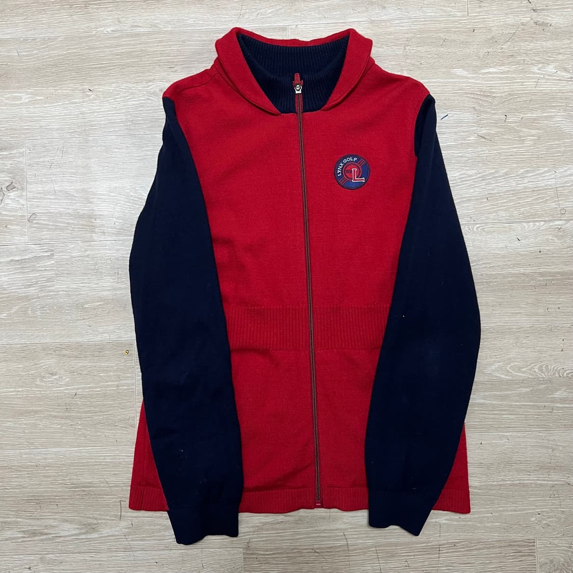 링스 골프 여성 골프웨어 울 배색 방풍 니트집업 [레드] S/90 상품이미지1