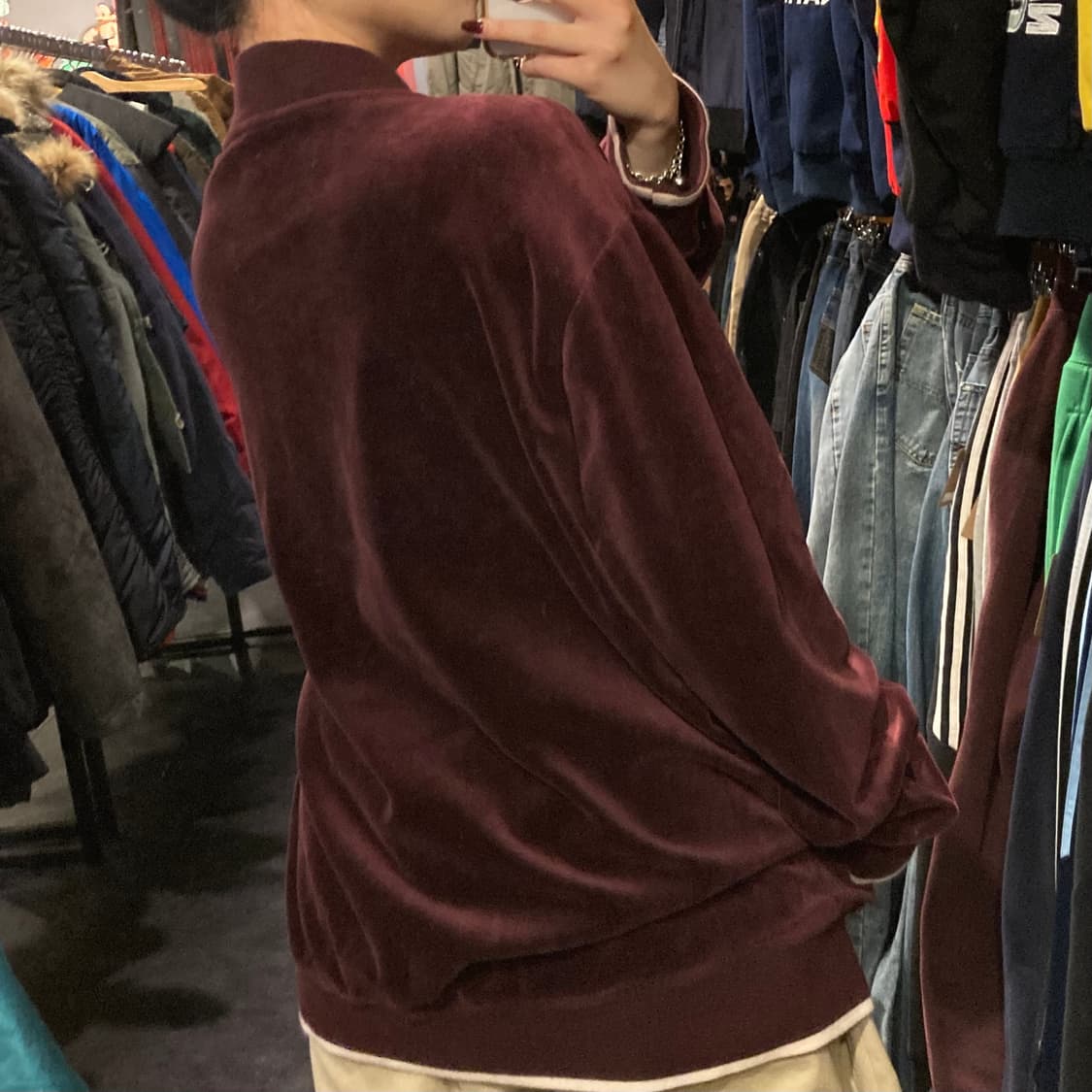 [IM] 션존 버건디 벨벳 블루종 집업 자켓 상품이미지5