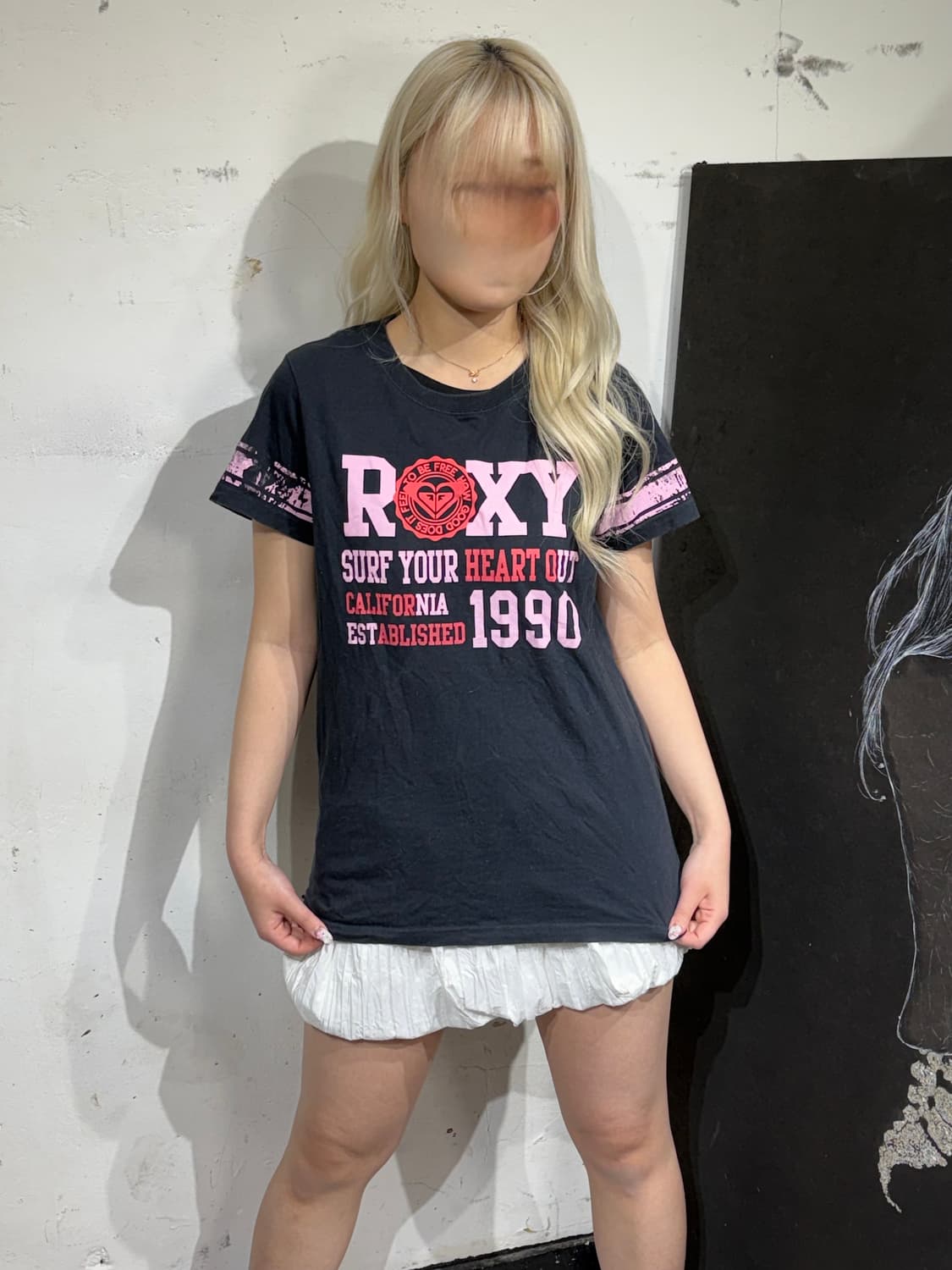 JPN 일본빈티지 Roxy 블랙 핑크 펑크 락 반팔 티셔츠 L 상품이미지5