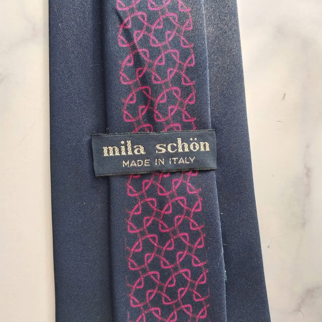 밀라 숀 실크 네이비 패턴 넥타이 8.9cm A등급 k1738 상품이미지8