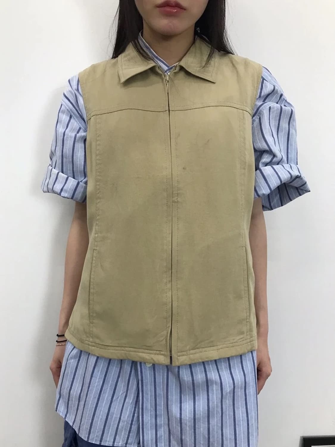 McGregor Beige Zip Vest Tencel Fabric 상품이미지2