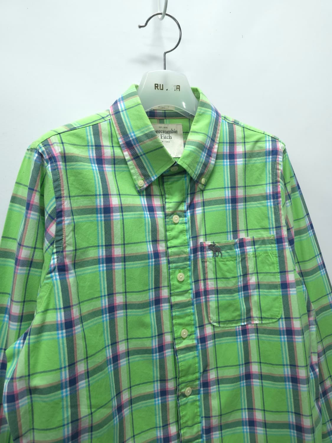 아베크롬비 네온 그린체크 셔츠 ( 95~100 ) 상품이미지4