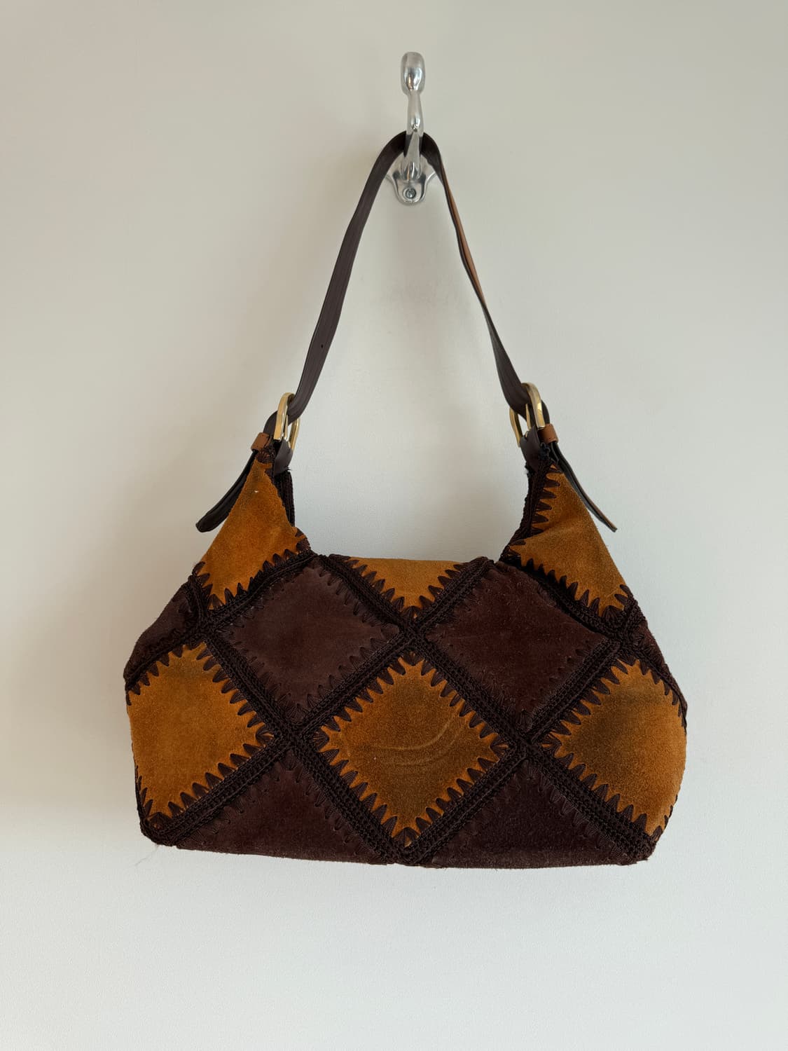 Pre owned 스웨이드 패치워크 호버 숄더백  상품이미지4