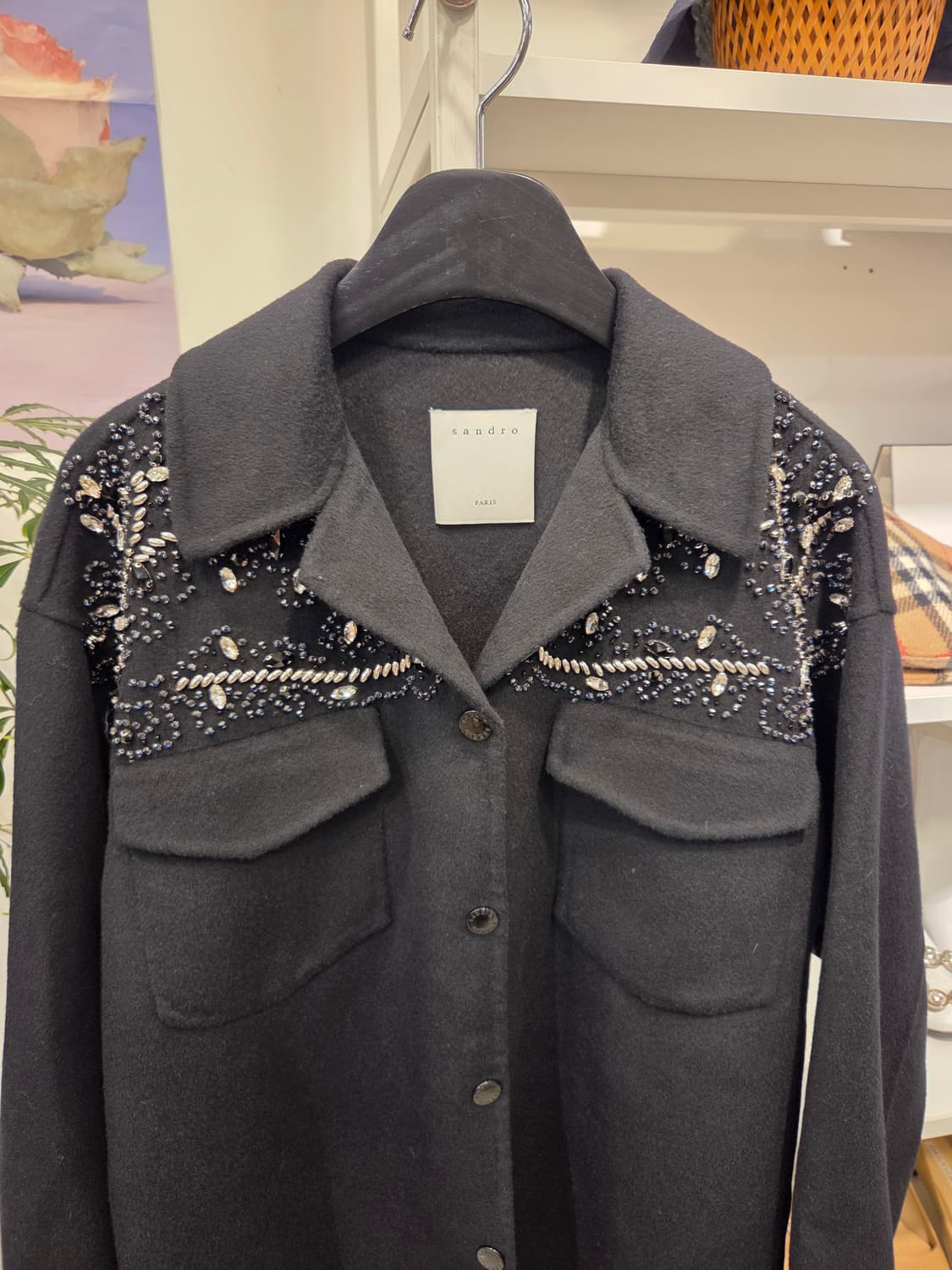 Sandro 산드로 비즈 울 오버핏 셔츠 자켓 상품이미지2