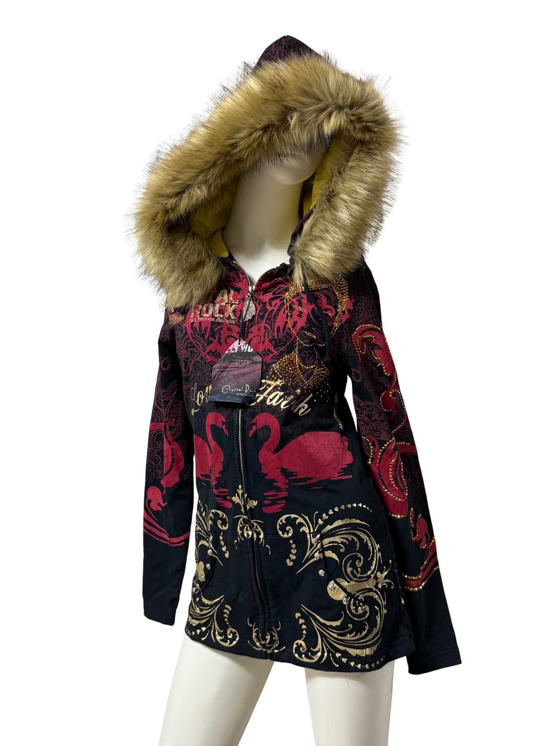 Christian Audigier 갸루맛 퍼 후드집업 미사용품 상품이미지3