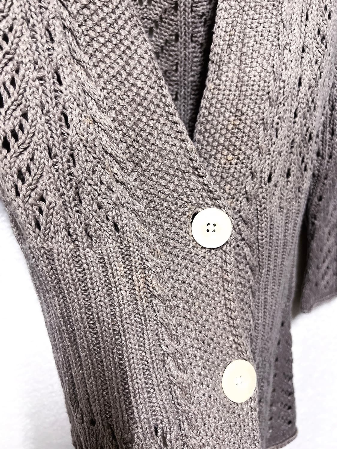 라떼갸루 모리걸 브라운 빈티지 니트 뜨개 가디건 7부 페어리 00s 핀터 상품이미지9